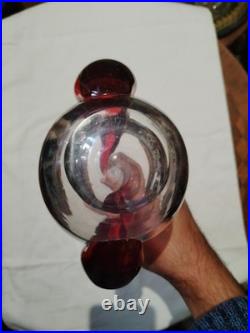 Vase Soliflore En Verre Soufflé Rouge Et Transparent