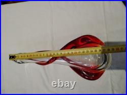 Vase Soliflore En Verre Soufflé Rouge Et Transparent