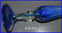 Vase Soliflore Signé Raphael Farinelli Biot Verre Bleu Soufflé Epais