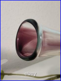 Vase Soliflore Verre Soufflé Jean-Claude NOVARO BIOT Signé Étain Liseron 31cm