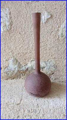 Vase Soliflore verre signé À DELATTE NANCY 26 cm