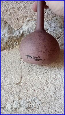 Vase Soliflore verre signé À DELATTE NANCY 26 cm
