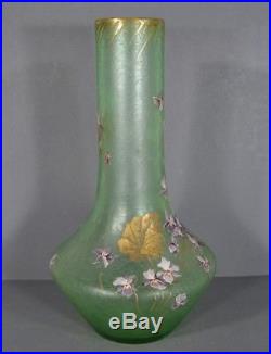 Vase Style Art Nouveau Verre Émaillé Signé Montjoye Legras Verrerie Saint Denis