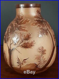 Vase Thouvenin verre dégagé à l acide / Acid etched vase. MInt Condition