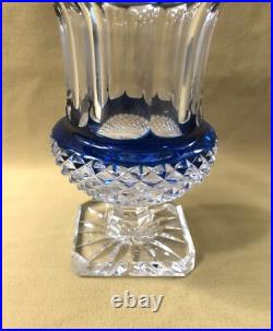Vase VASQUE DE MEDICIS cristal SAINT LOUIS doublé BLEU modèle VERSAILLES 19,5cm