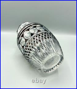 Vase Val Saint Lambert cristal taillé de couleur prune, rouge rubis