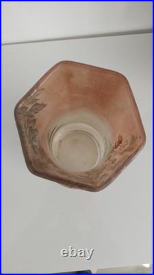 Vase Verre Peint Et Émaillé Oiseau Legras