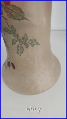 Vase Verre Peint Et Émaillé Oiseau Legras