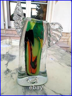 Vase Verre Souffle A Inclusions Stylise Et Moderniste- Signe J. Michel Gauthier