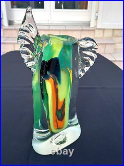 Vase Verre Souffle A Inclusions Stylise Et Moderniste- Signe J. Michel Gauthier