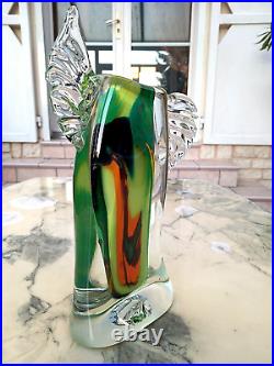 Vase Verre Souffle A Inclusions Stylise Et Moderniste- Signe J. Michel Gauthier