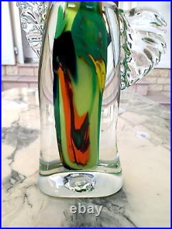 Vase Verre Souffle A Inclusions Stylise Et Moderniste- Signe J. Michel Gauthier