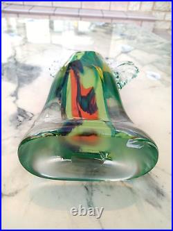 Vase Verre Souffle A Inclusions Stylise Et Moderniste- Signe J. Michel Gauthier