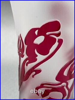 Vase Vsl Val Saint Lambert Degage A L Acide Floral Rouge Fond Blanc M1265
