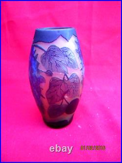 Vase à motifs floraux dégagés à l'acide signé PETRACHE Vase à motifs floraux dégagés à l'acide signé PETRACHE