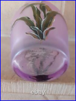 Vase ancien Verre émaillé Art Nouveau décor de Fleurs orchidées signé LEGRAS Vase ancien Verre émaillé Art Nouveau décor de Fleurs orchidées signé LEGRAS