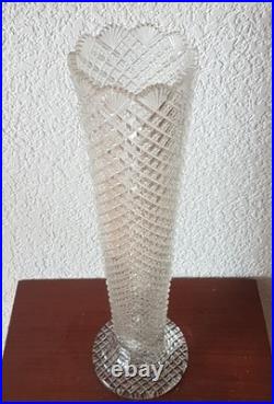Vase ancien en Cristal Bohème Décoration vintage Déco Année 1970