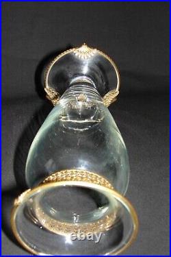 Vase ancien verrerie Monture Laiton doré. Cristal bronze