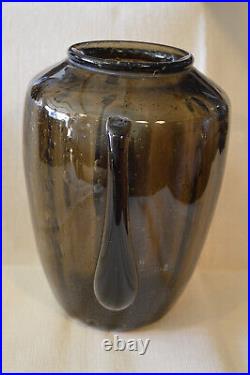 Vase art déco Schneider en verre marron bullé