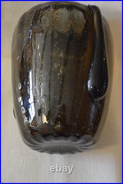 Vase art déco Schneider en verre marron bullé