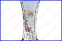 Vase aux fleurs émaillées par Baccarat XIXè. Vase with enameled flowers Baccat
