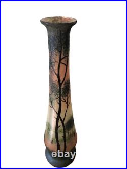 Vase balustre LEGRAS en verre émaillé Art Nouveau Etat superbe