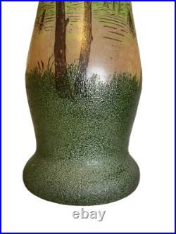 Vase balustre LEGRAS en verre émaillé Art Nouveau Etat superbe