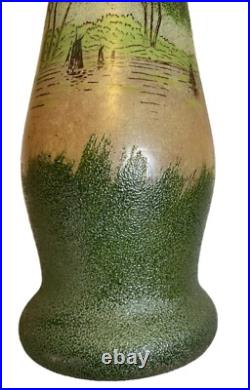 Vase balustre LEGRAS en verre émaillé Art Nouveau Etat superbe