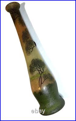 Vase balustre LEGRAS en verre émaillé Art Nouveau Etat superbe