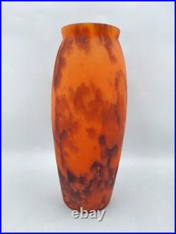 Vase balustre en pâte de verre marmoréen coloré orange brun Art Déco Vase balustre en pâte de verre marmoréen coloré orange brun Art Déco