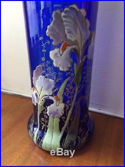 Vase bleu en verre émaillé Legras