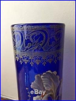 Vase bleu en verre émaillé Legras