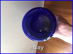 Vase bleu en verre émaillé Legras