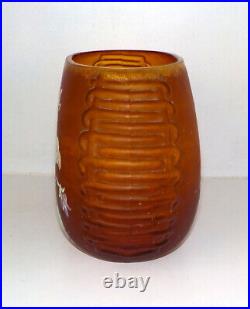 Vase boule LEGRAS en verre dépoli émaillé Belle époque / 1900 / Art Nouveau
