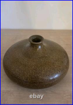 Vase boule en grès signé J. Fréhel Céramique française XXe Émail brun
