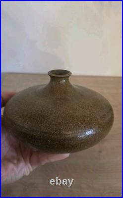 Vase boule en grès signé J. Fréhel Céramique française XXe Émail brun