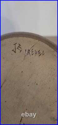 Vase boule en grès signé J. Fréhel Céramique française XXe Émail brun