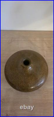 Vase boule en grès signé J. Fréhel Céramique française XXe Émail brun