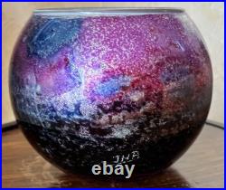 Vase boule en verre Jean Noel Bouillet Laque fusionniste signée à la pointe
