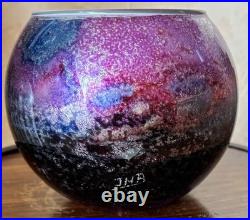 Vase boule en verre Jean Noel Bouillet Laque fusionniste signée à la pointe