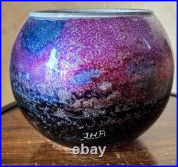 Vase boule en verre Jean Noel Bouillet Laque fusionniste signée à la pointe