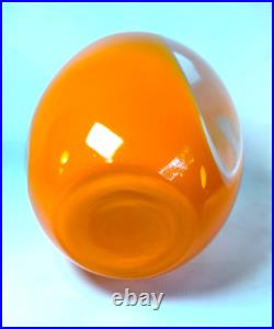 Vase boule en verre soufflé orange vintage style Murano / scandinave