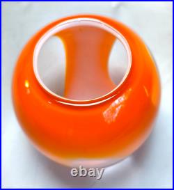 Vase boule en verre soufflé orange vintage style Murano / scandinave