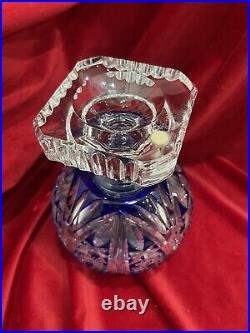 Vase boulle Cristal De Bohème Taillé Bleu