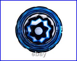 Vase contemporain en cristal overlay bleu acide signé Saint-Louis St océane