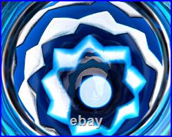Vase contemporain en cristal overlay bleu acide signé Saint-Louis St océane