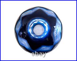 Vase contemporain en cristal overlay bleu acide signé Saint-Louis St océane