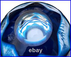 Vase contemporain en cristal overlay bleu acide signé Saint-Louis St océane