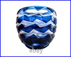 Vase contemporain en cristal overlay bleu acide signé Saint-Louis St océane