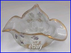 Vase coupe legras a décor de violettes